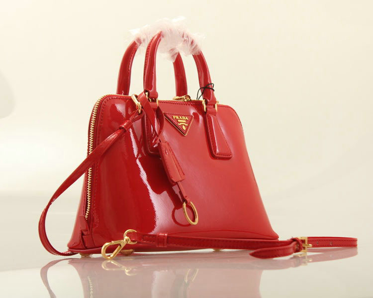 2014 Prada Shiny Saffiano Leather Two Handle Bag BL0838 red for sale - Click Image to Close